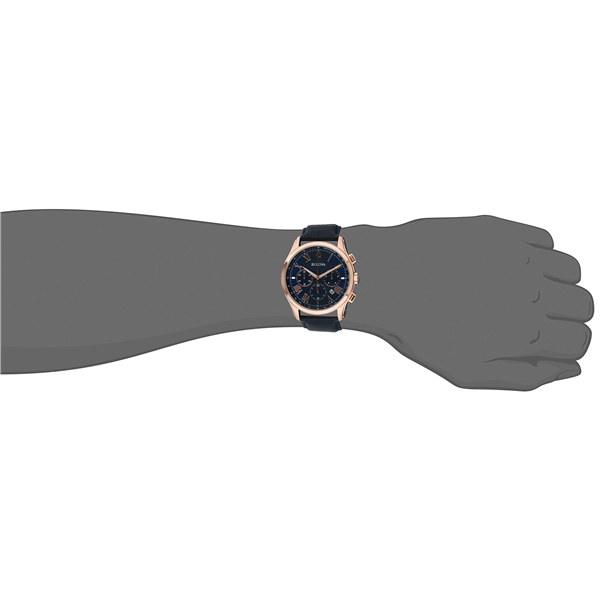 Bulova Men Watch 97B170 Rose Gold Blue Strap